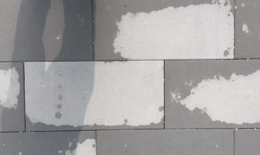 Gray Granite Flooring with Water Stains Gray Granite Flooring with Water Stains